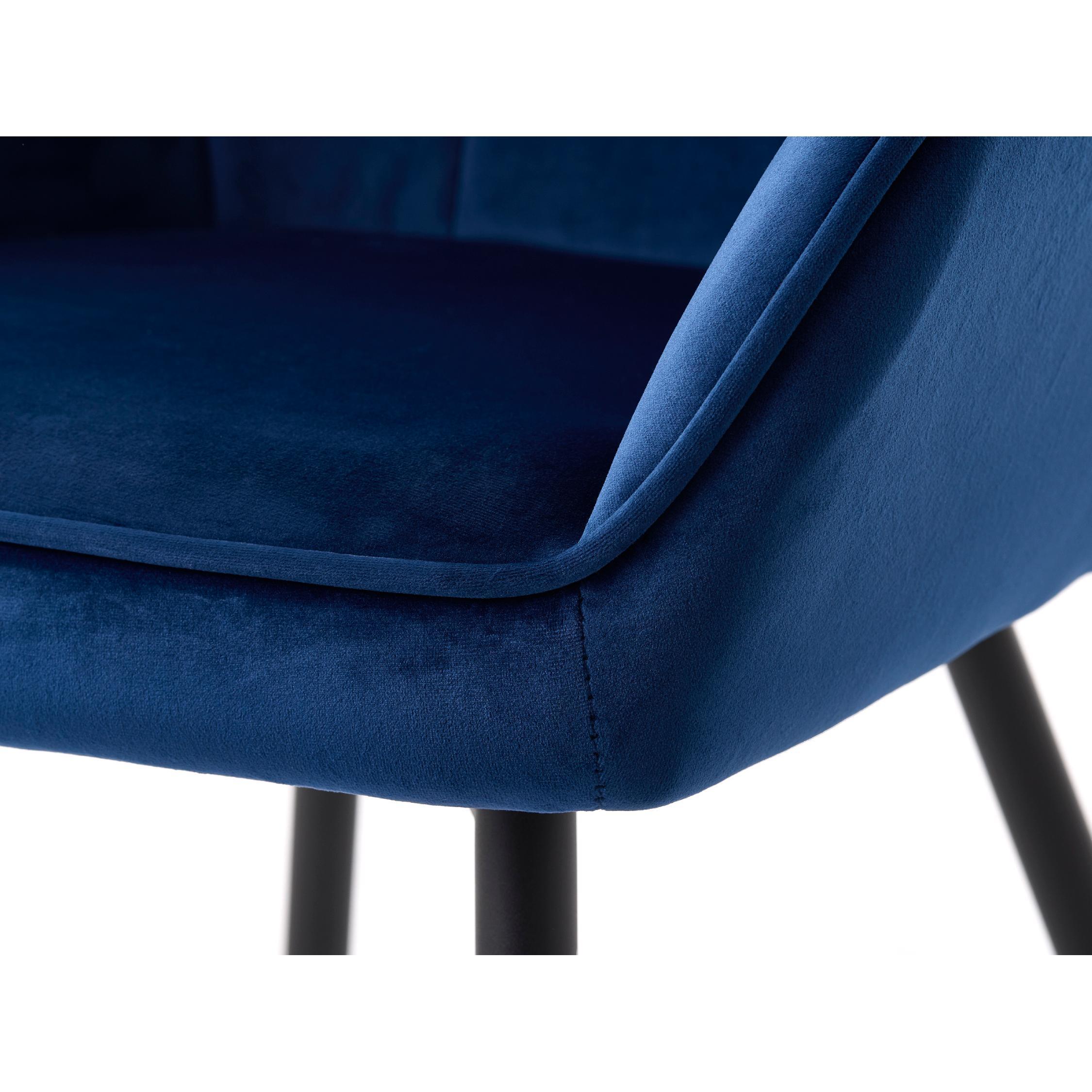 blauwe fluwelen eetkamerstoelen met armleuning Zane afbeelding 8