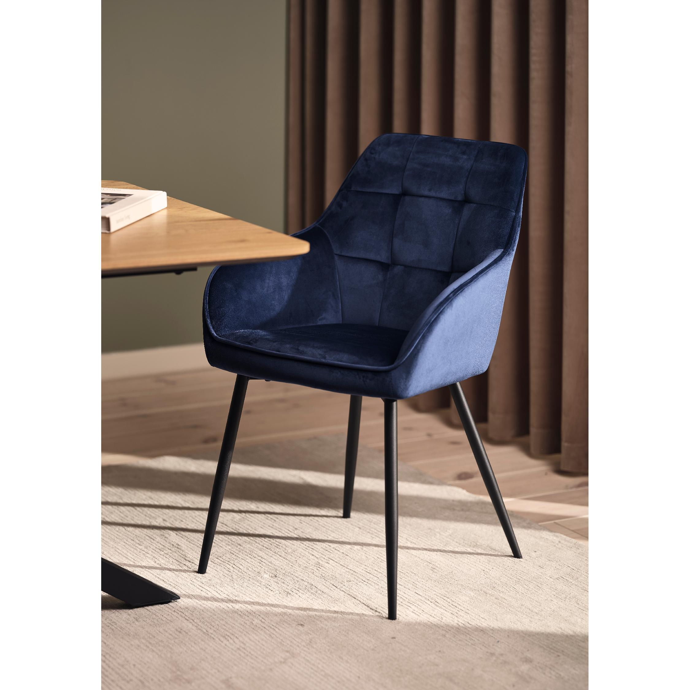 blauwe fluwelen eetkamerstoelen met armleuning Zane afbeelding 11