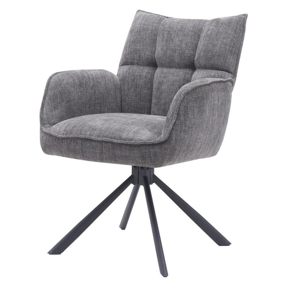 draaibare eetkamerstoelen met armleuning chenille grafiet Nena afbeelding 1