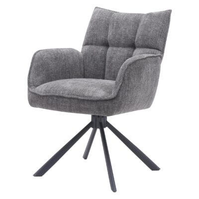 draaibare eetkamerstoelen met armleuning chenille grafiet Nena afbeelding 1