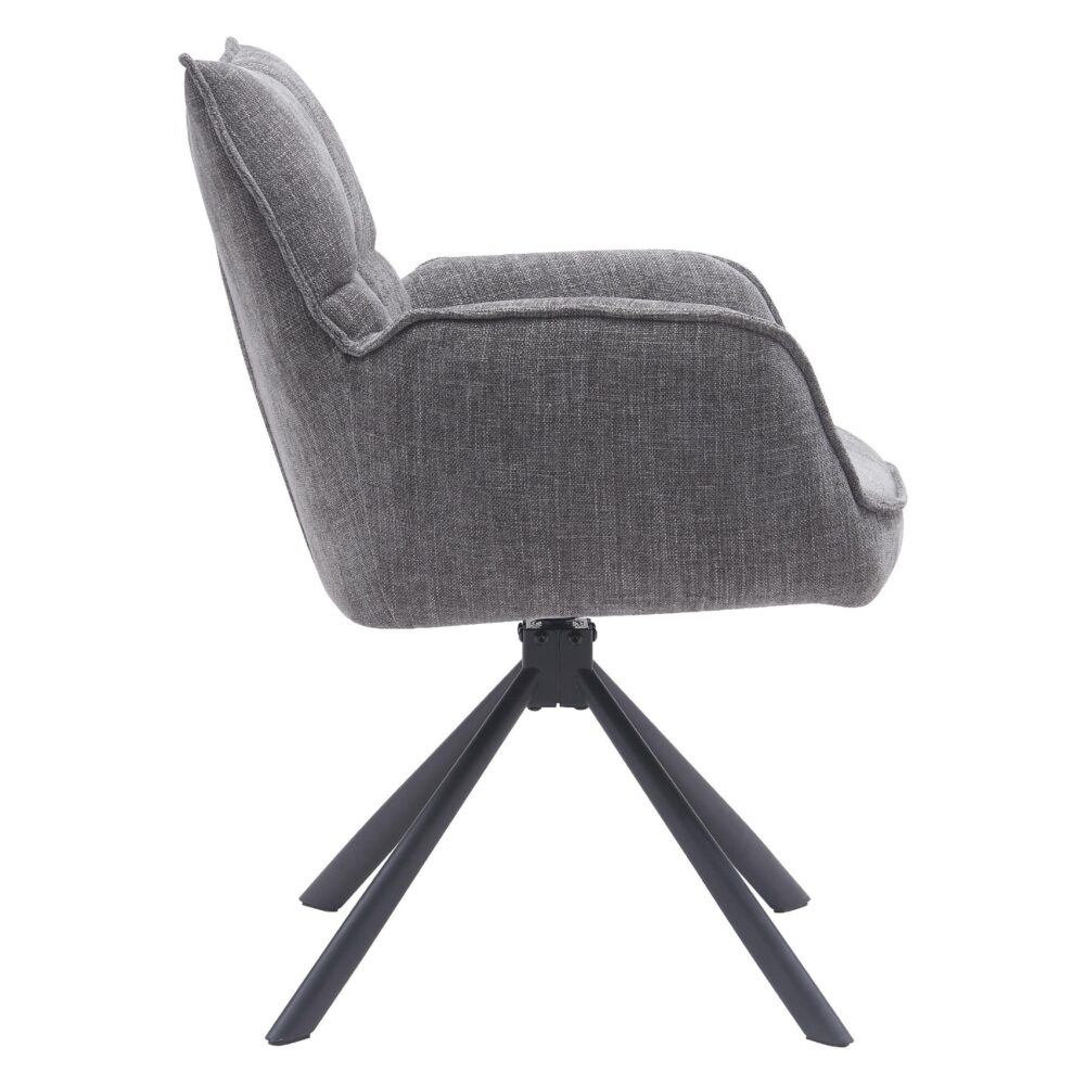 draaibare eetkamerstoelen met armleuning chenille grafiet Nena afbeelding 2