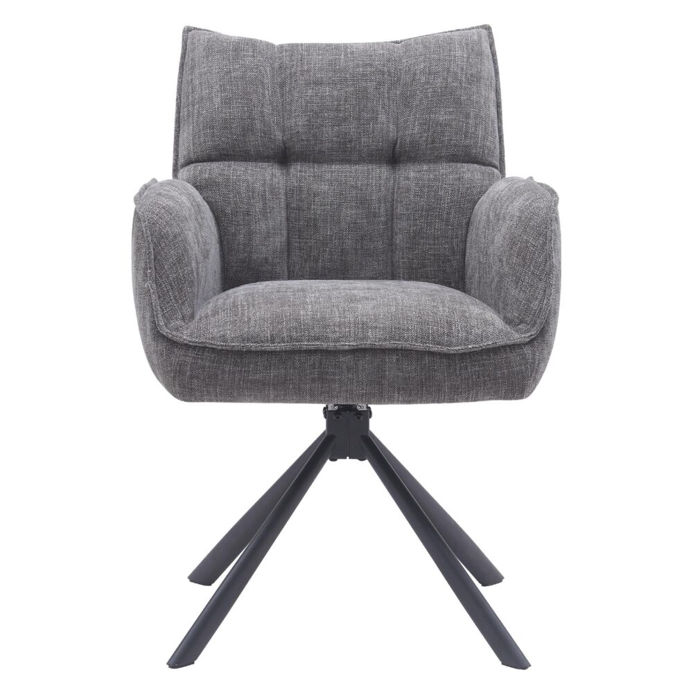 draaibare eetkamerstoelen met armleuning chenille grafiet Nena afbeelding 3