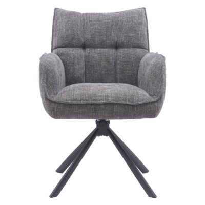 draaibare eetkamerstoelen met armleuning chenille grafiet Nena afbeelding 3