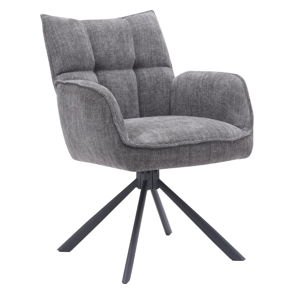 draaibare eetkamerstoelen met armleuning chenille grafiet Nena afbeelding 4