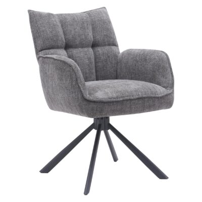 draaibare eetkamerstoelen met armleuning chenille grafiet Nena afbeelding 4