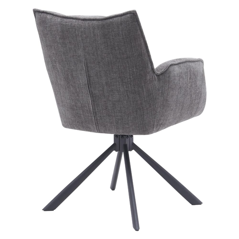draaibare eetkamerstoelen met armleuning chenille grafiet Nena afbeelding 5