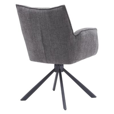draaibare eetkamerstoelen met armleuning chenille grafiet Nena afbeelding 5