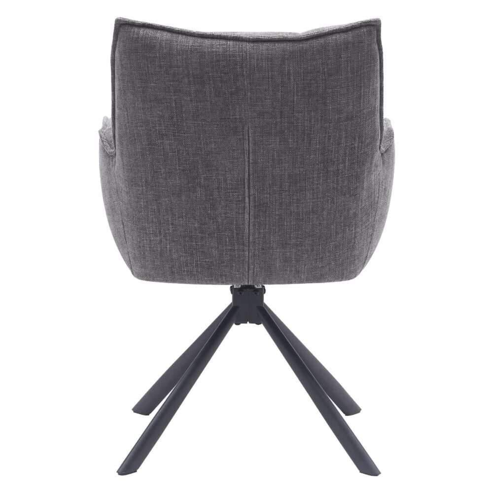 draaibare eetkamerstoelen met armleuning chenille grafiet Nena afbeelding 6