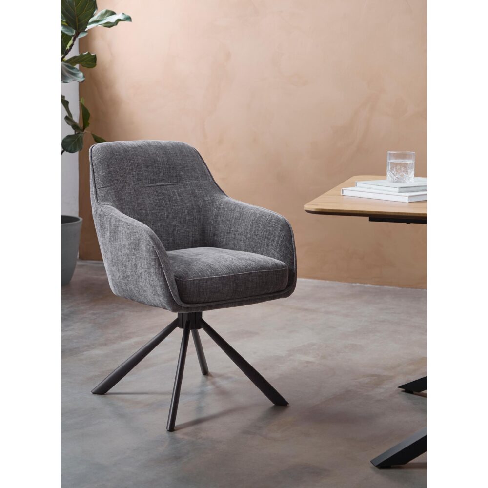 draaibare eetkamerstoelen Mavi chenille grafiet afbeelding 7