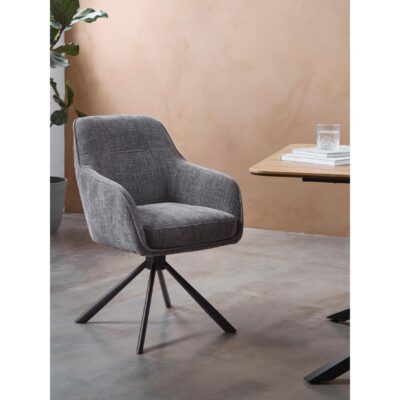 draaibare eetkamerstoelen Mavi chenille grafiet afbeelding 7