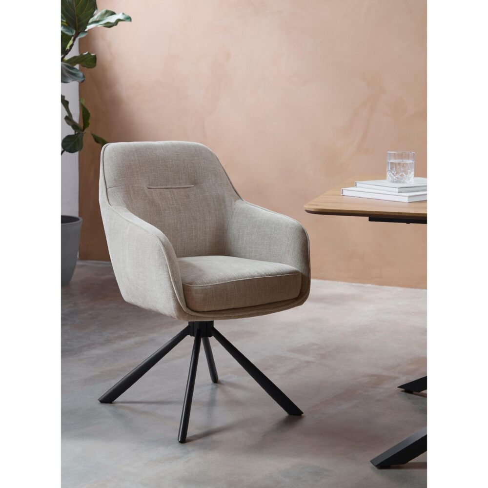 draaibare beige eetkamerstoelen met armleuningen Mavi afbeelding 7