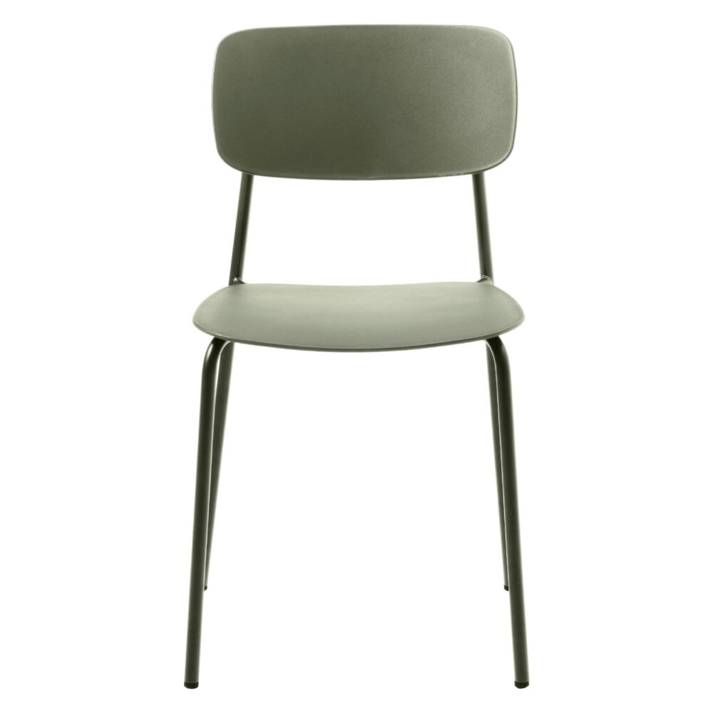 olijfgroene metalen eetkamerstoelen Elin afbeelding 1