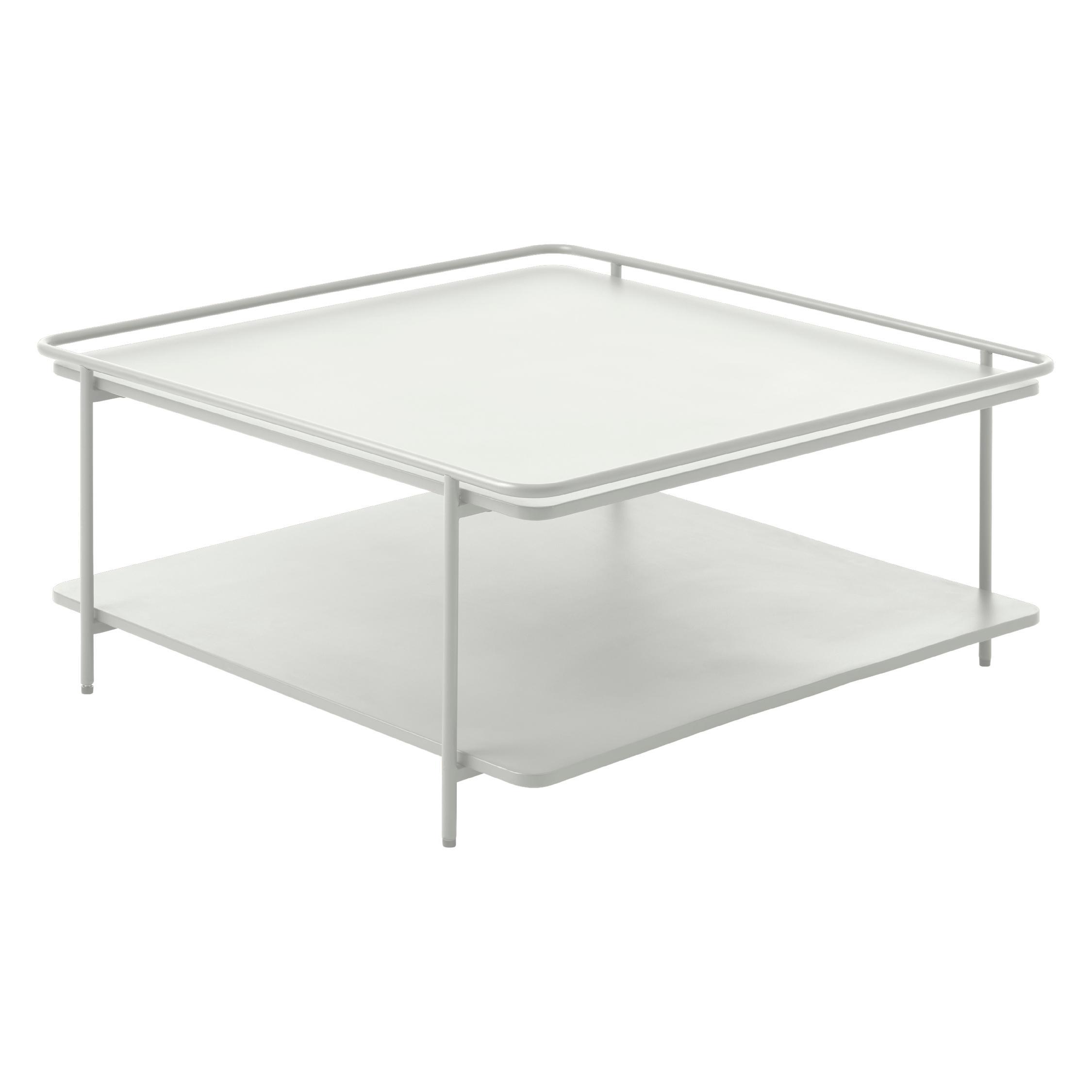 witte vierkante salontafel met onderblad afbeelding 2