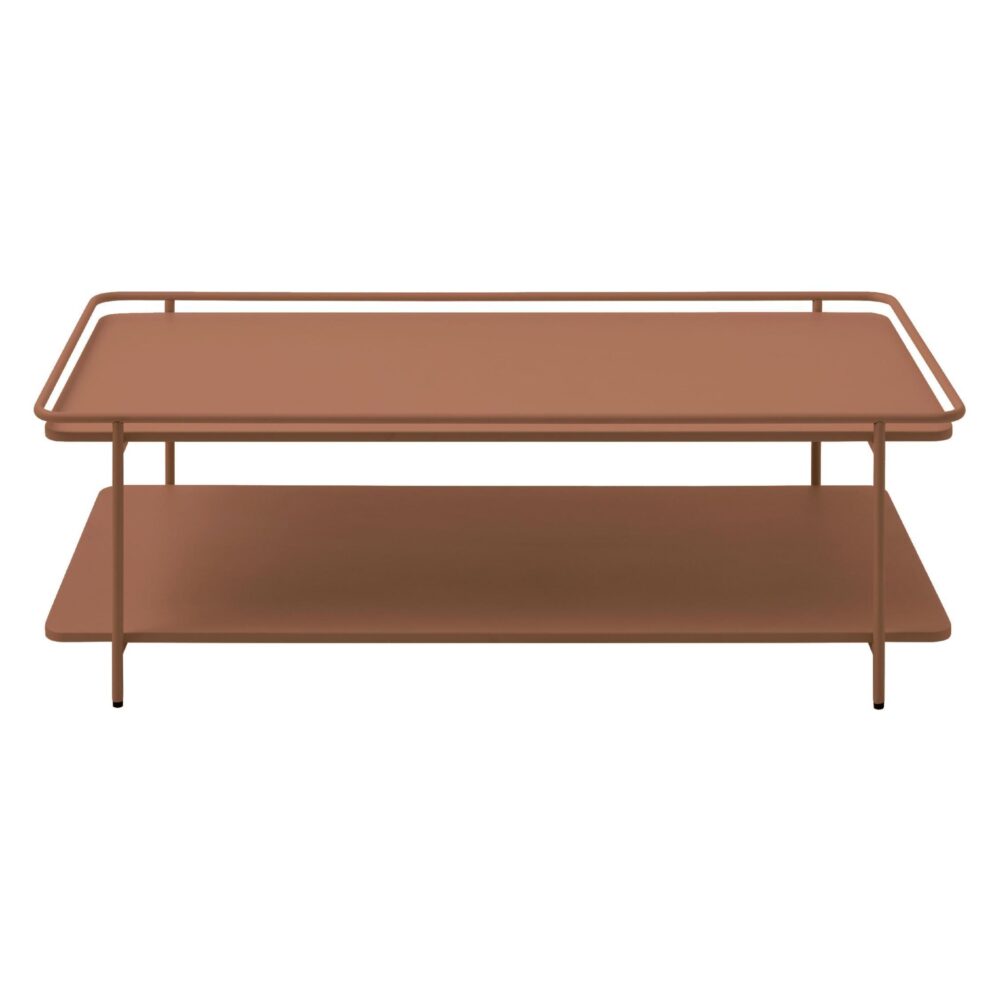 metalen terracotta salontafel met onderblad afbeelding 1