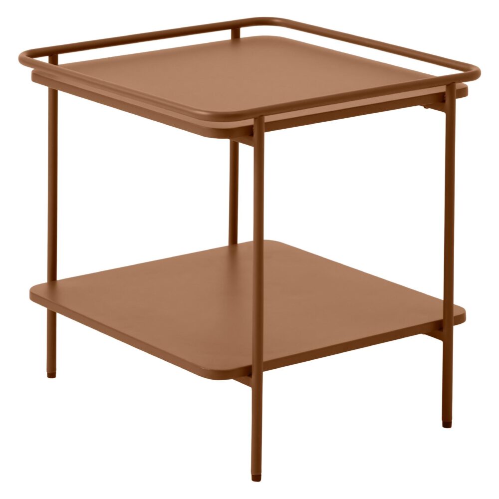 terracotta metalen bijzettafel vierkant afbeelding 2