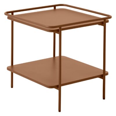 terracotta metalen bijzettafel vierkant afbeelding 2