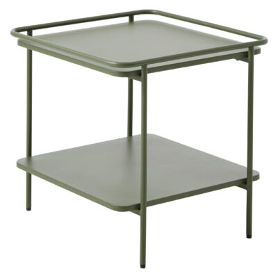olijfgroene metalen bijzettafel vierkant afbeelding 2