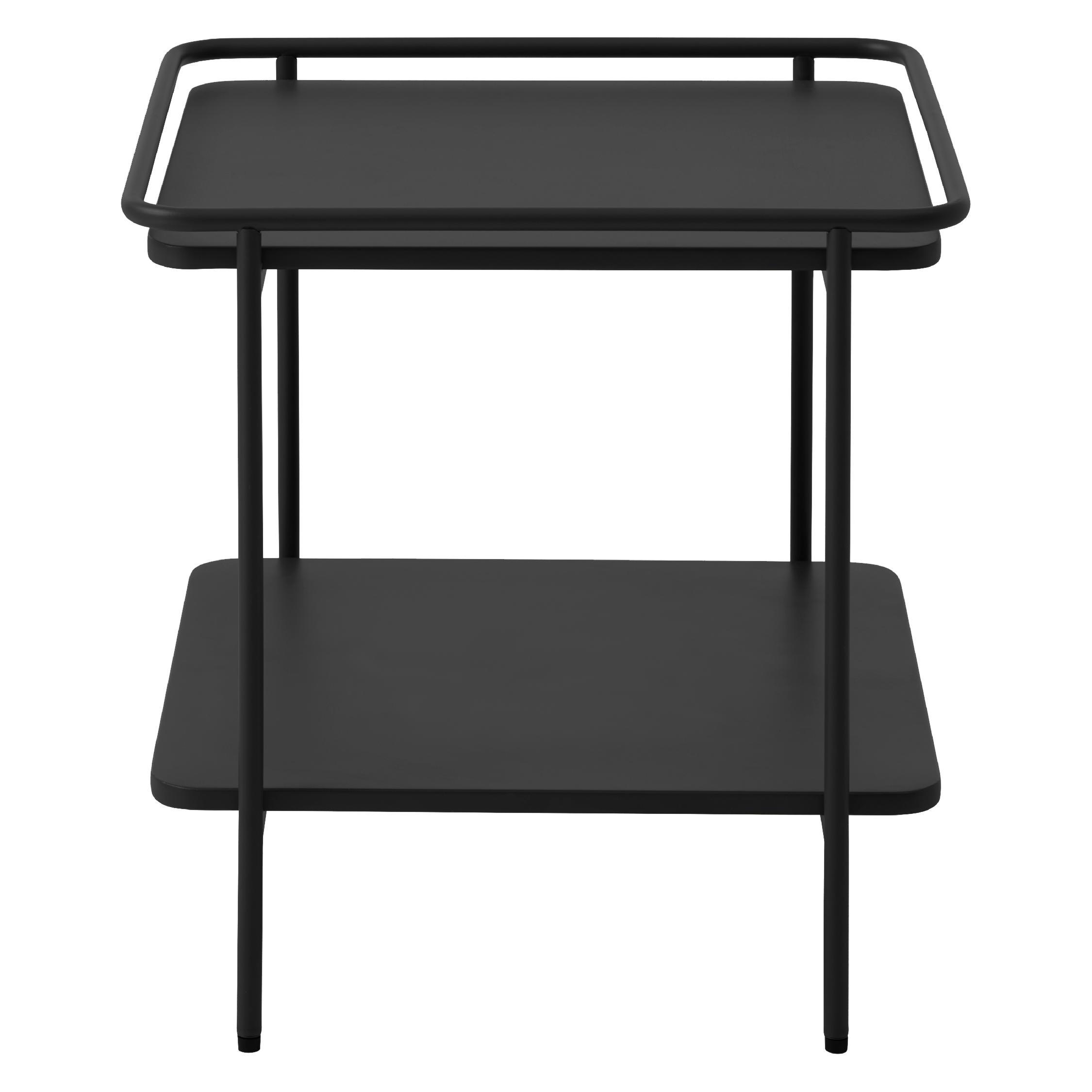 zwarte metalen bijzettafel vierkant met 2 bladen afbeelding 1