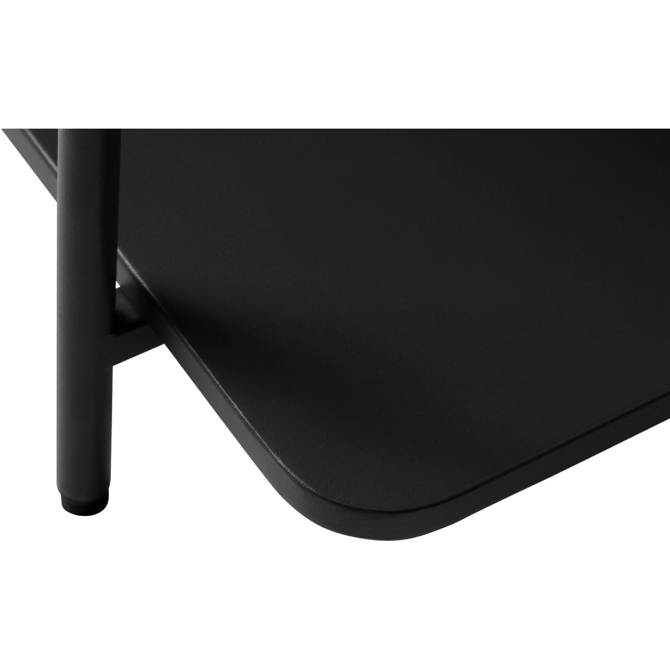 zwarte metalen bijzettafel vierkant met 2 bladen afbeelding 2