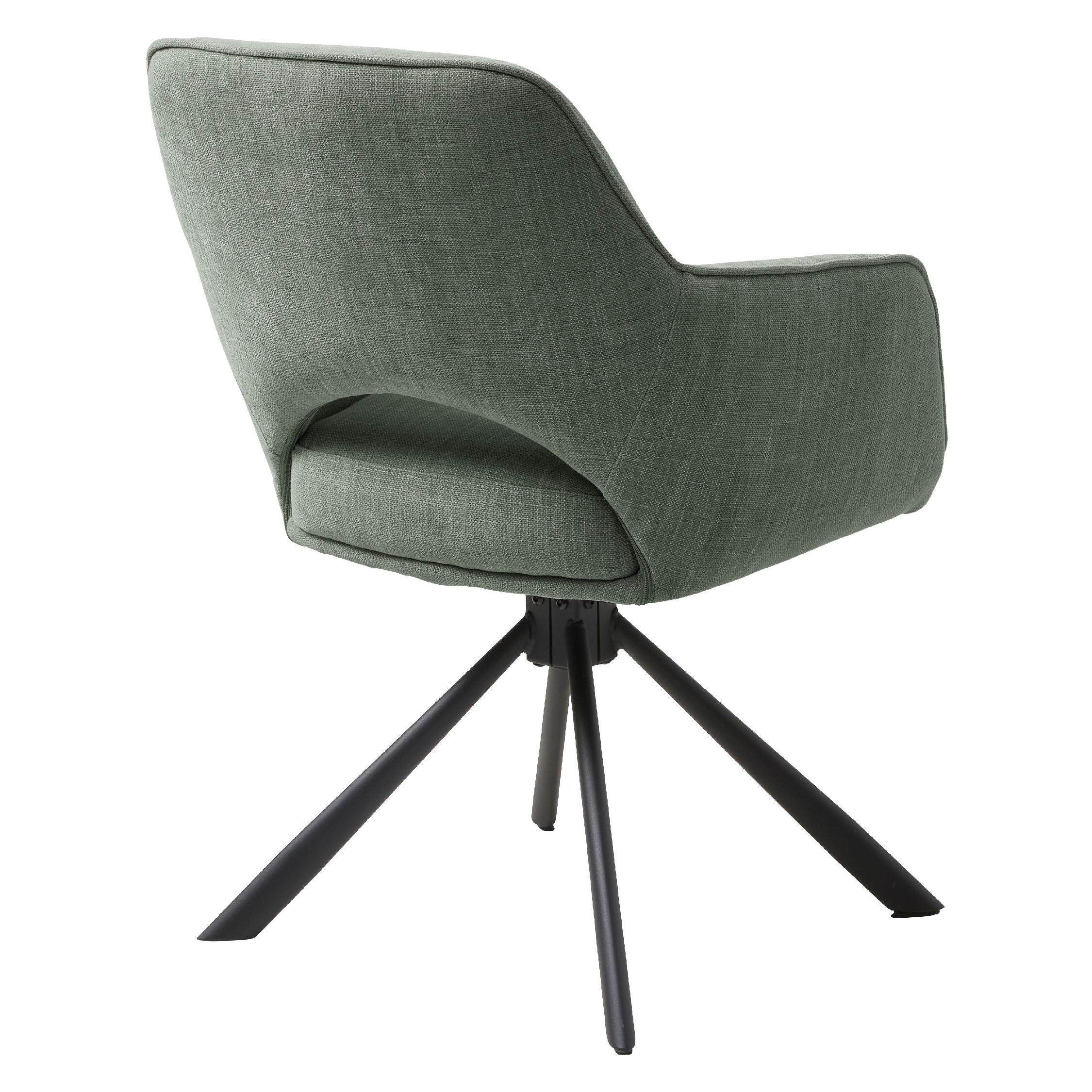 draaibare eetkamerstoelen met armleuningen bosgroen chenille Kavo afbeelding 3