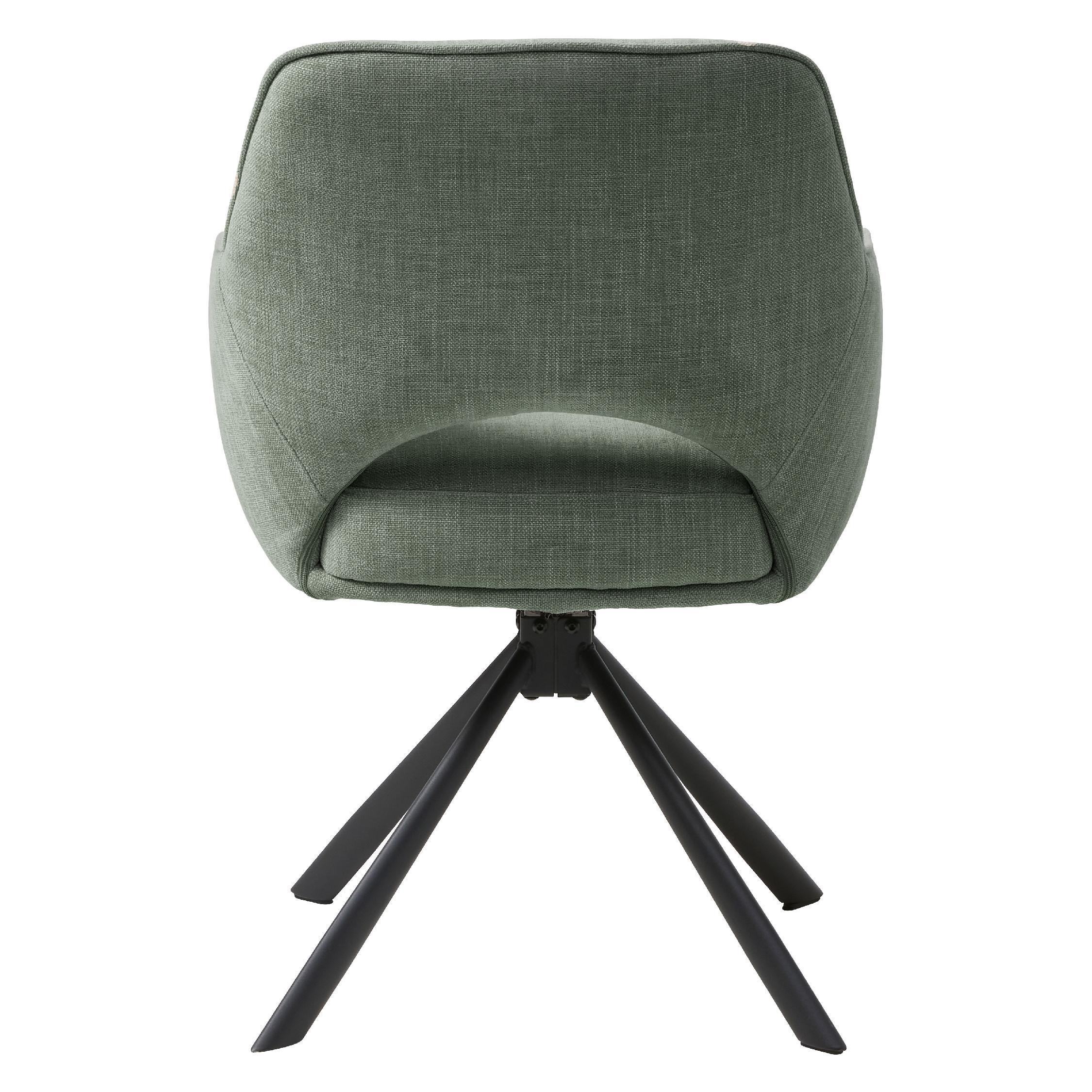 draaibare eetkamerstoelen met armleuningen bosgroen chenille Kavo afbeelding 4