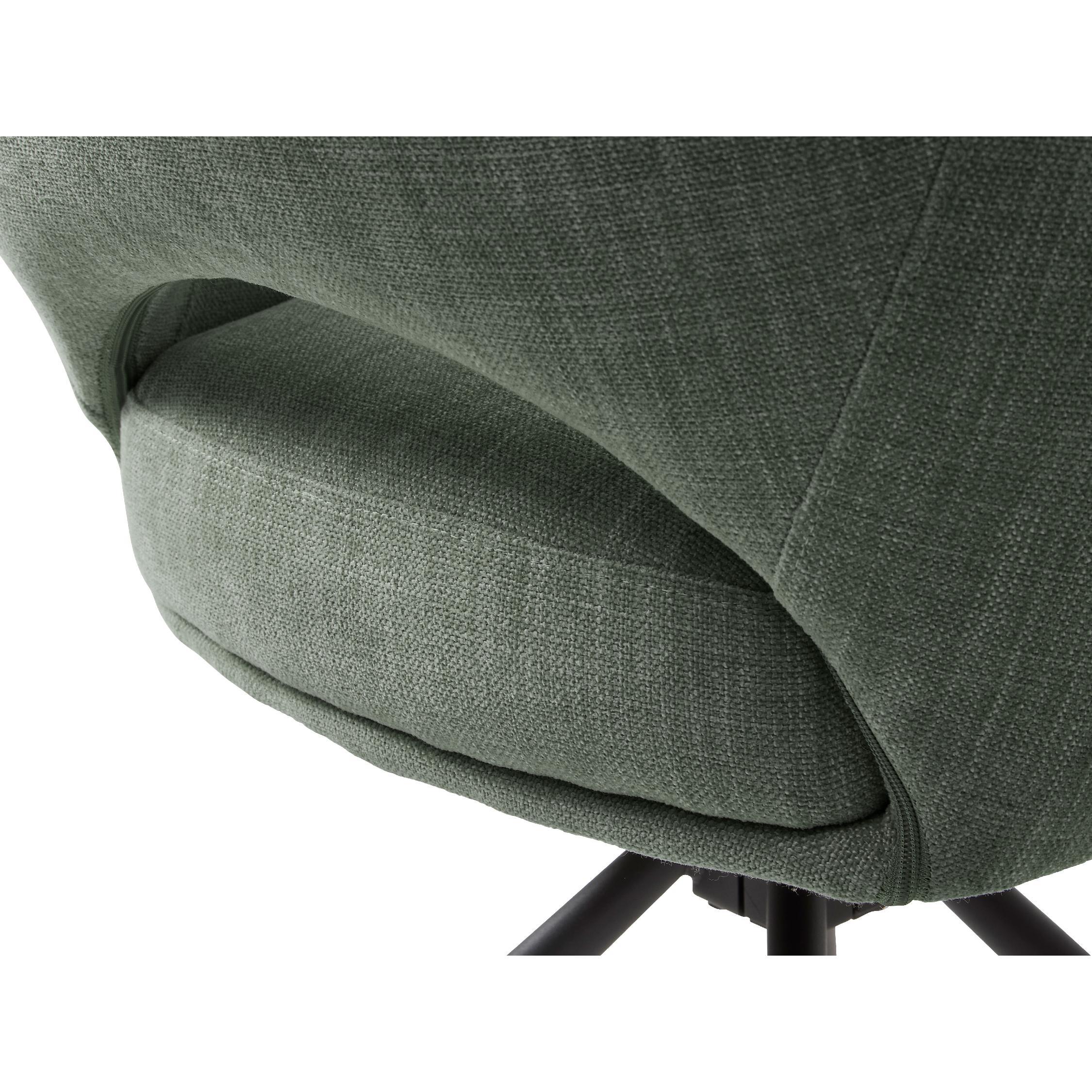 draaibare eetkamerstoelen met armleuningen bosgroen chenille Kavo afbeelding 5