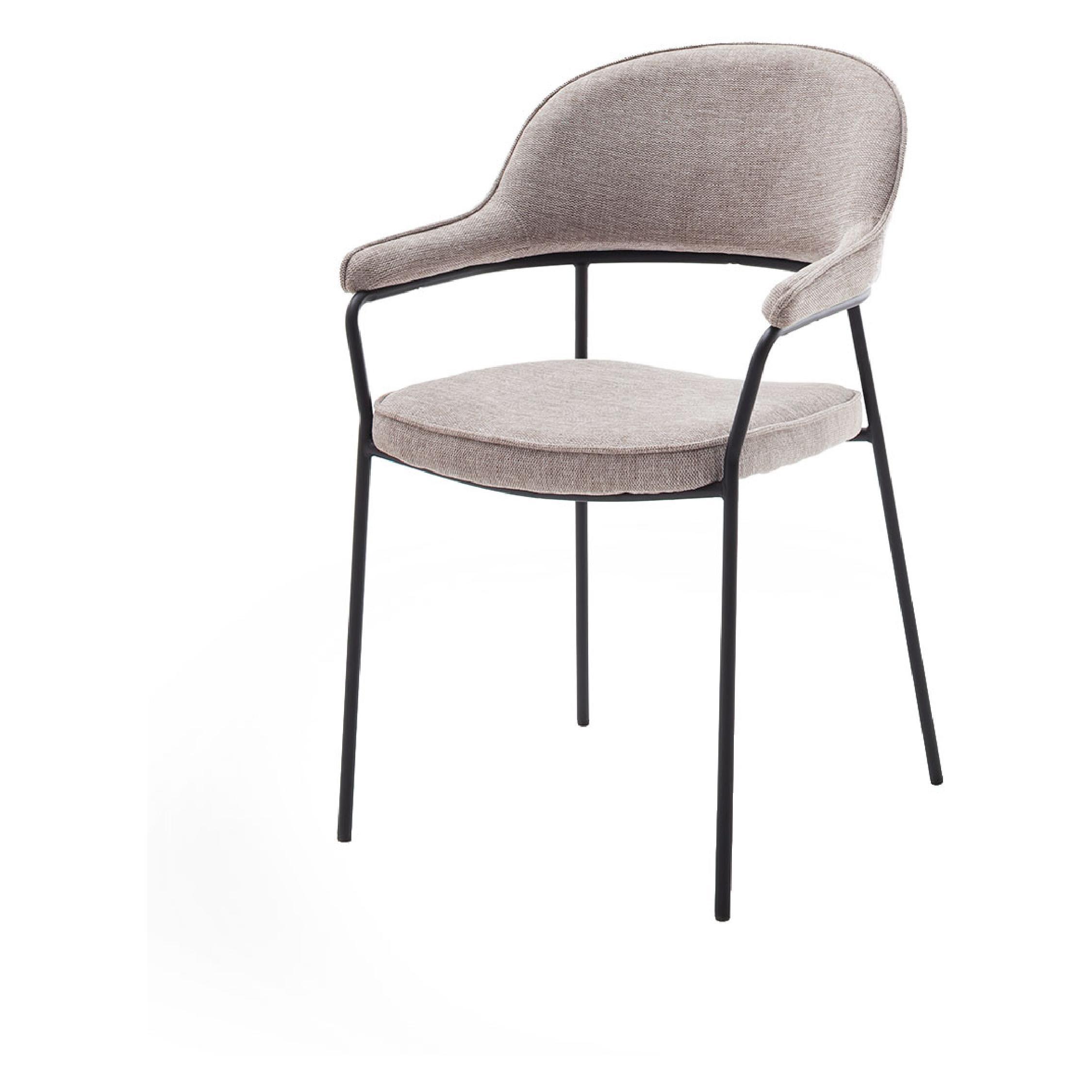 Otis zand chenille eetkamerstoelen met armleuning afbeelding 1