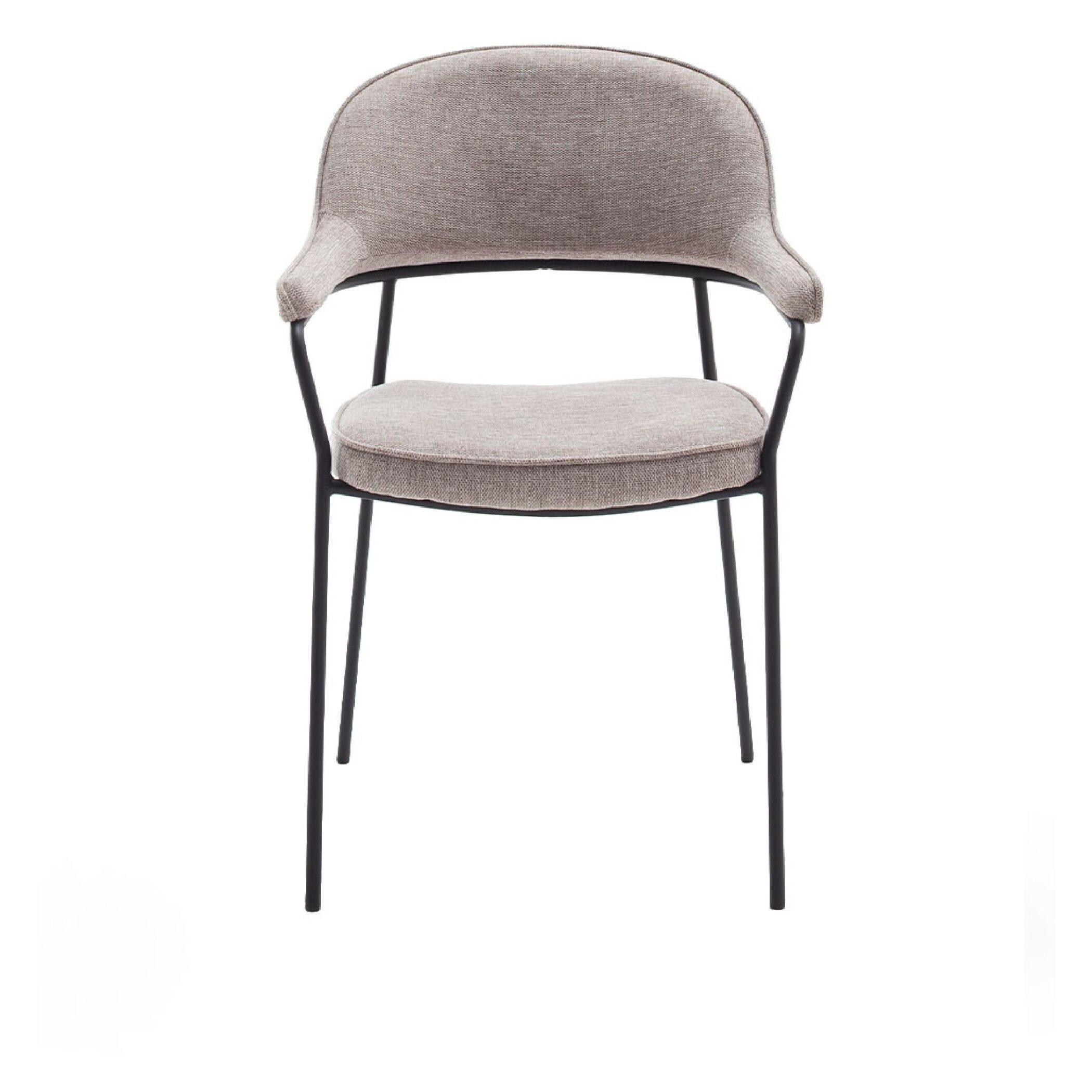 Otis zand chenille eetkamerstoelen met armleuning afbeelding 2