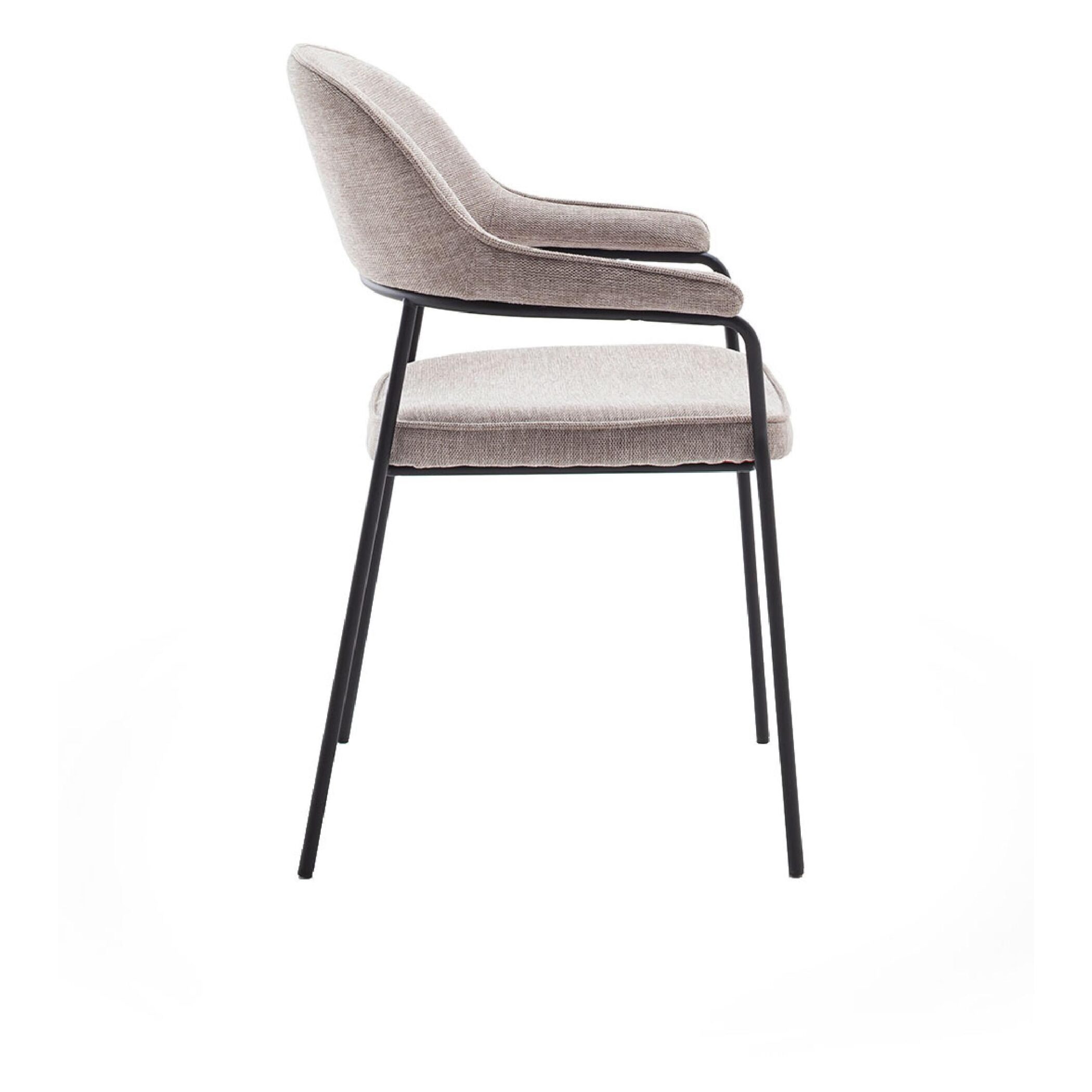Otis zand chenille eetkamerstoelen met armleuning afbeelding 3