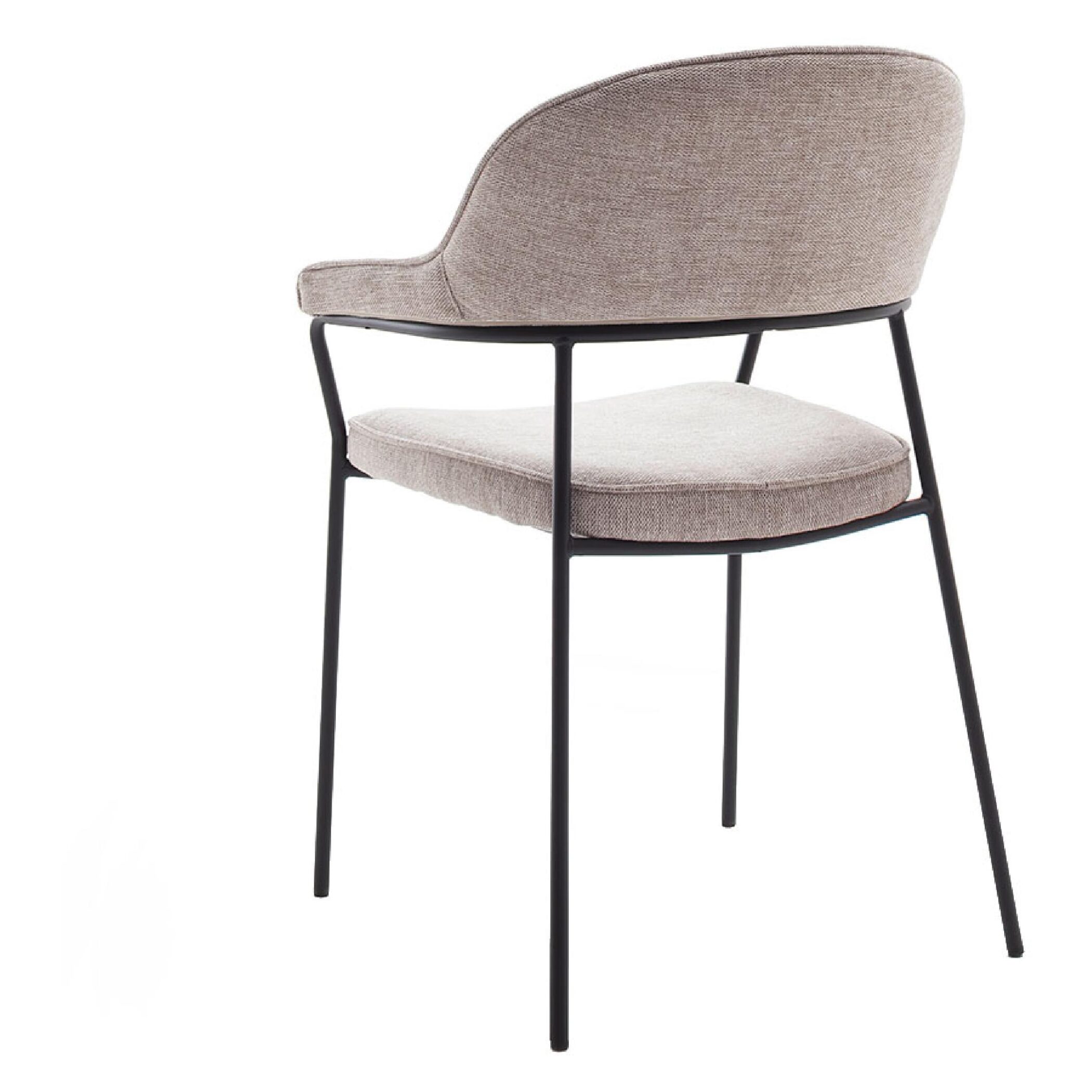 Otis zand chenille eetkamerstoelen met armleuning afbeelding 5