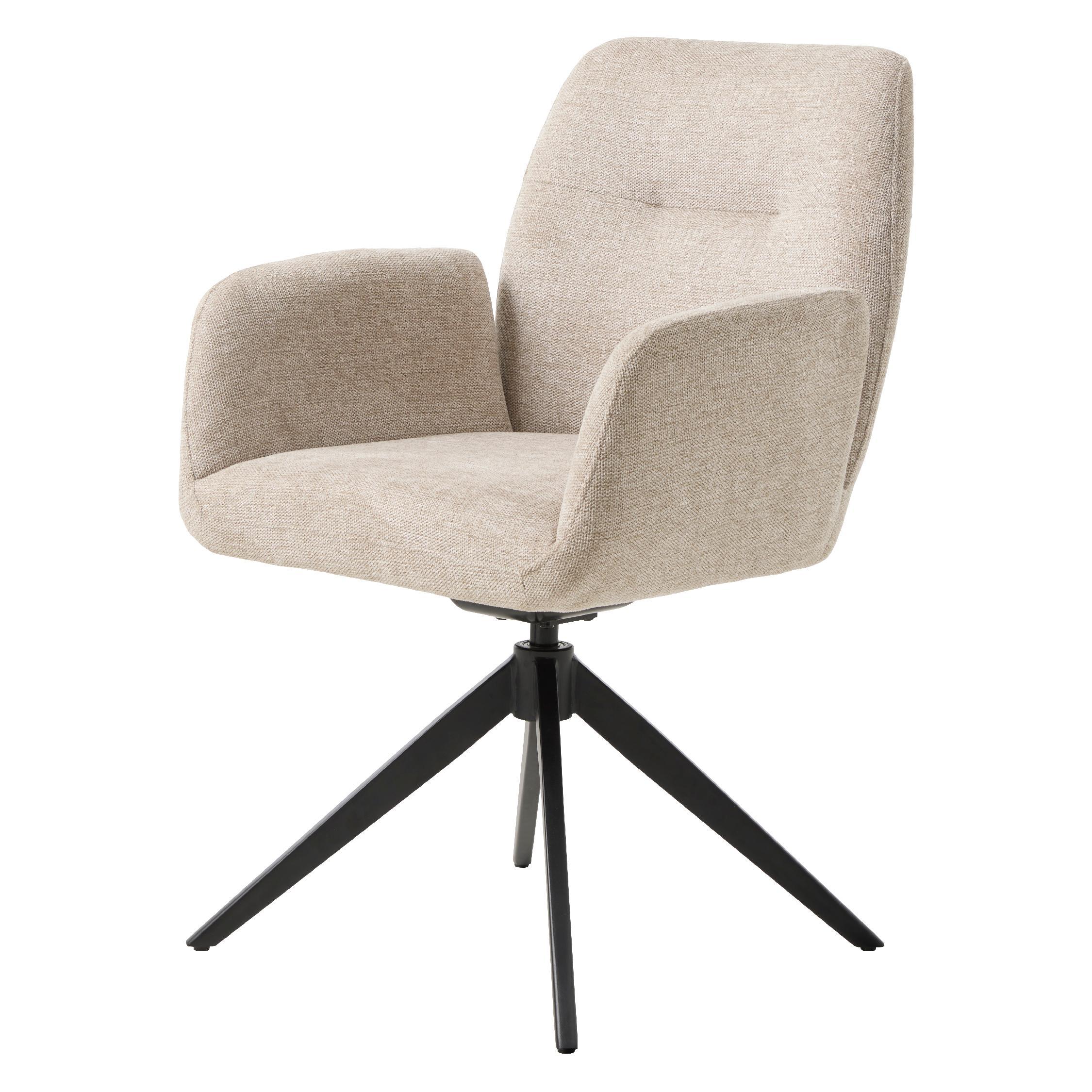 eetkamerstoel Isa met armleuning zand afbeelding 1