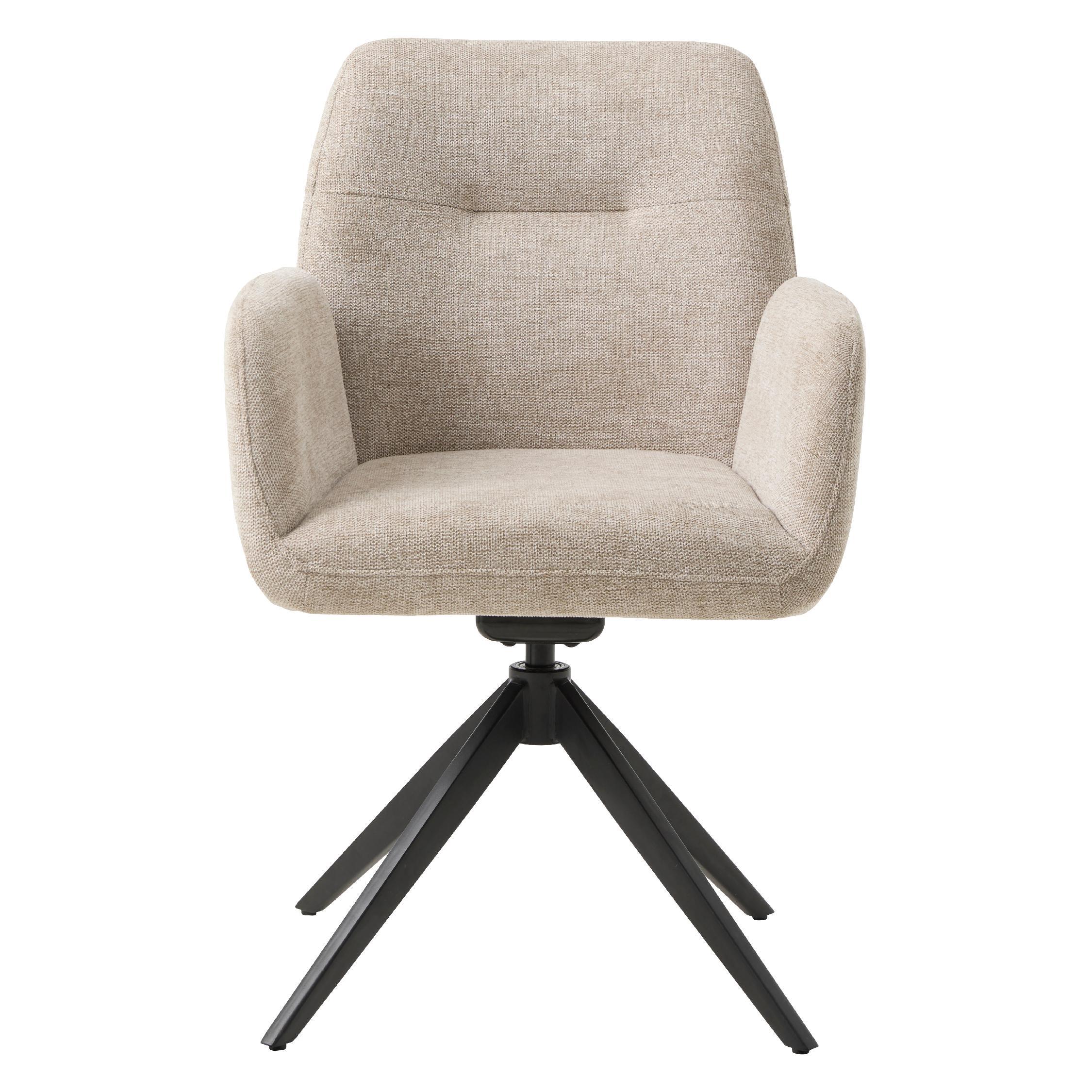 eetkamerstoel Isa met armleuning zand afbeelding 2