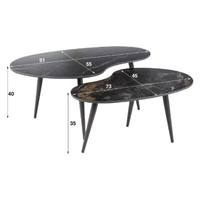 niervormige salontafel set Runi afbeelding 3