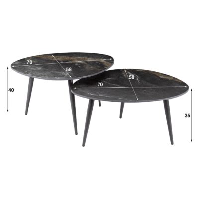 Runi organische salontafel set van 2 keramiek zwart afbeelding 3