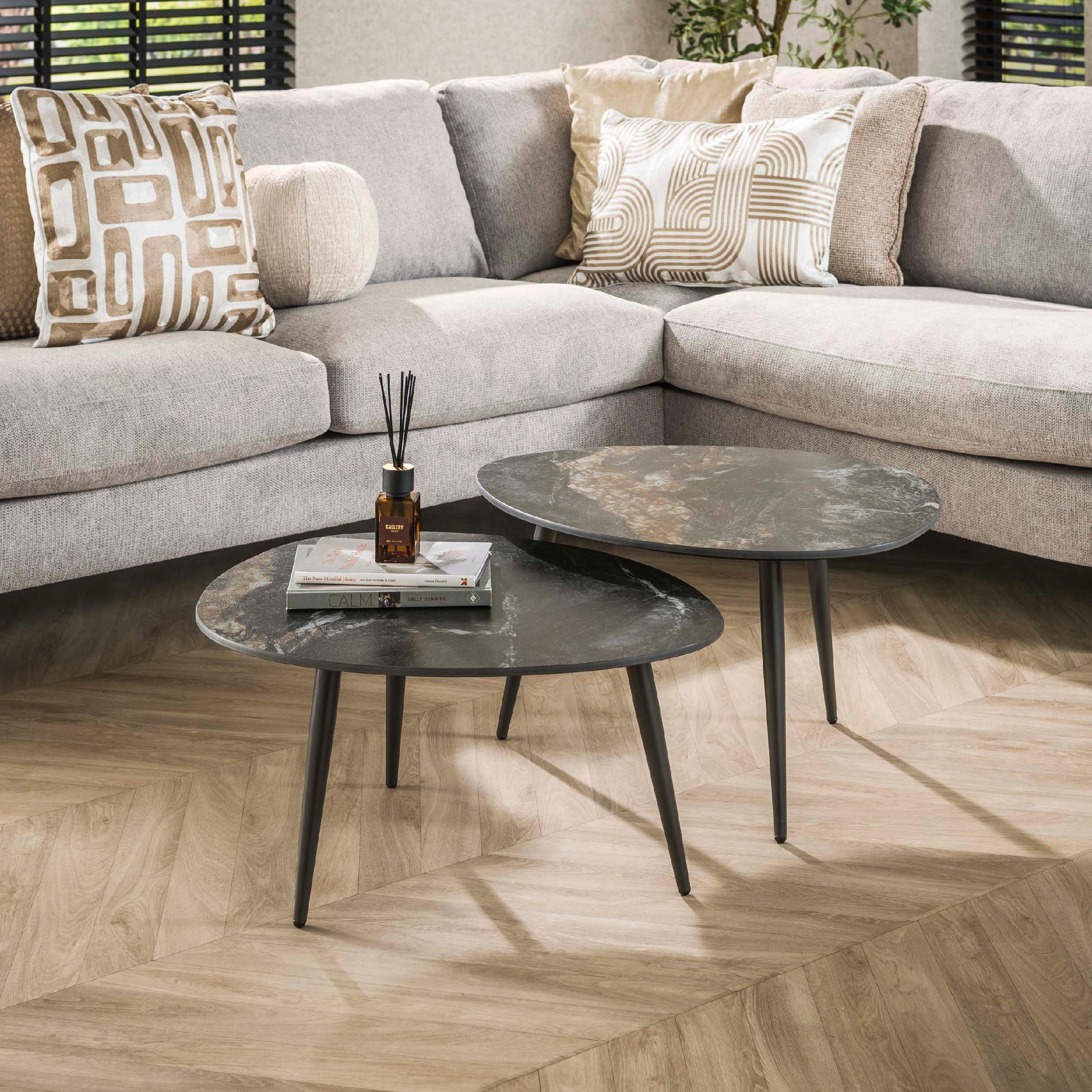 Runi organische salontafel set van 2 keramiek zwart afbeelding 5