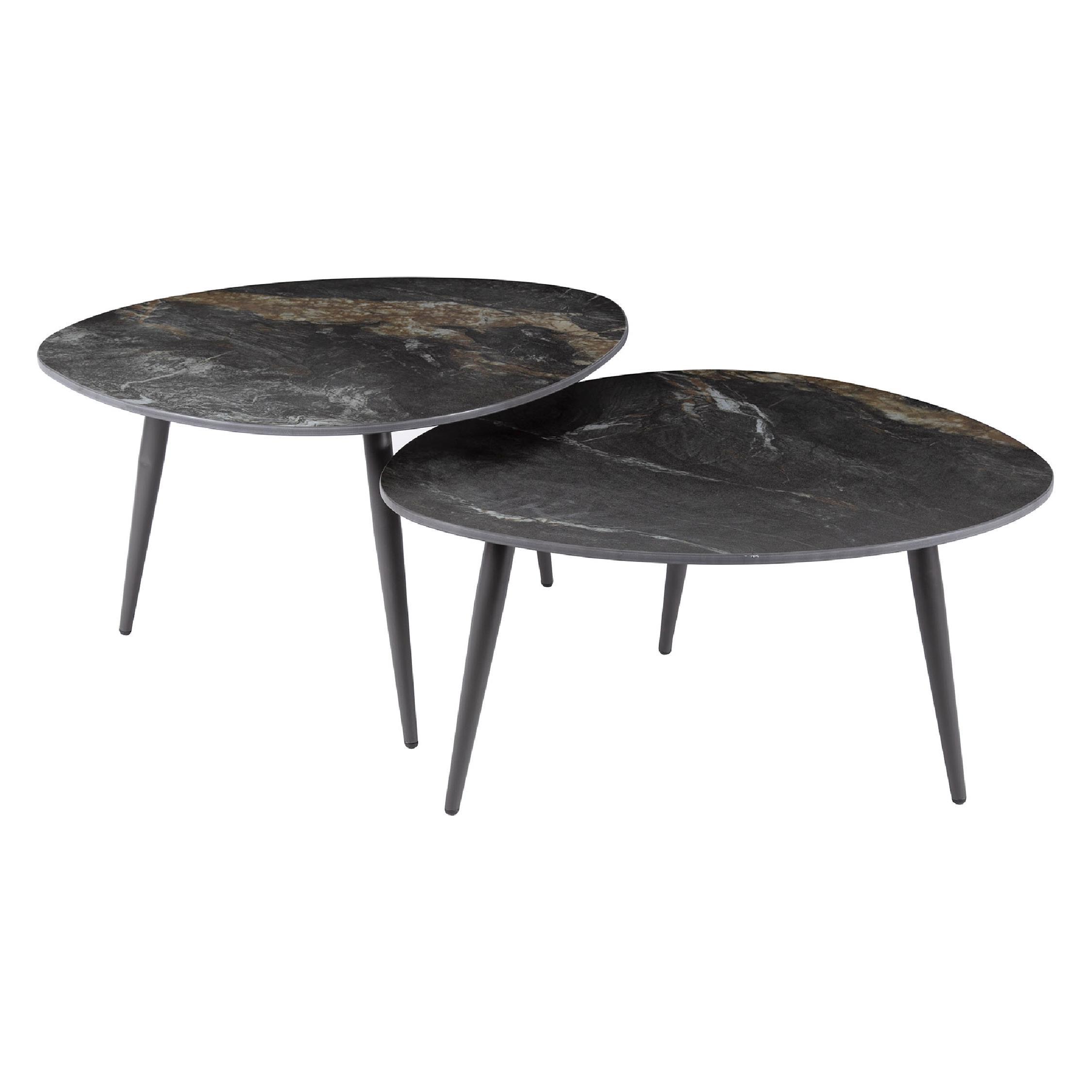 Runi organische salontafel set van 2 keramiek zwart afbeelding 1