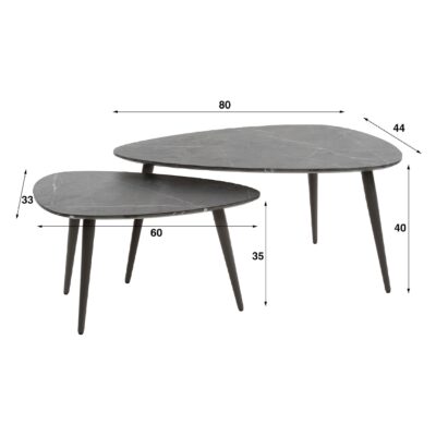 peervormige salontafel set Jorin afbeelding 2