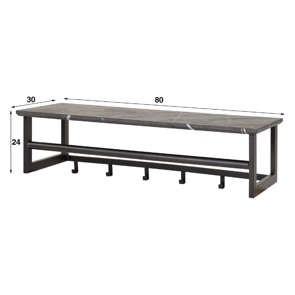 wandkapstok met hoedenplank grafiet afbeelding 2