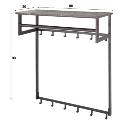 Nest of Nora wandkapstok met roede hoedenplank en haken grafiet afbeelding 2