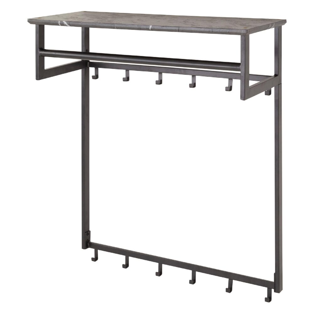 Nest of Nora wandkapstok met roede hoedenplank en haken grafiet afbeelding 1