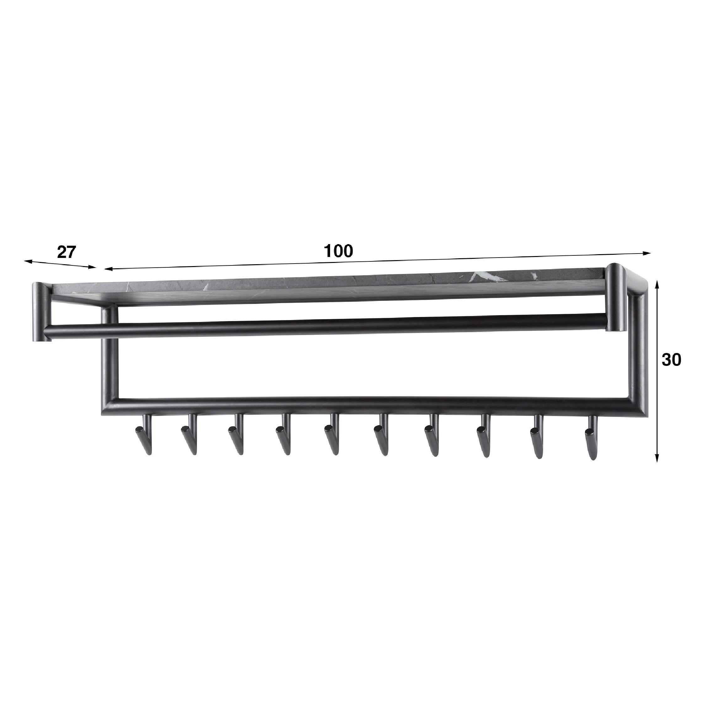 wandkapstok met hoedenplank graphite afbeelding 2