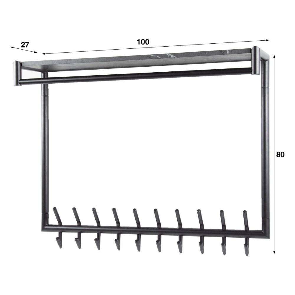 wandkapstok met hoedenplank grafiet afbeelding 2
