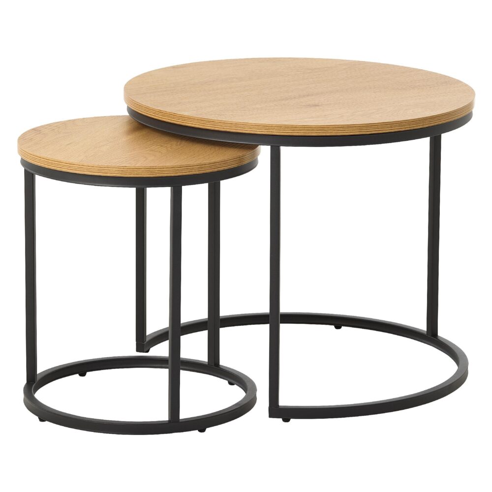 Alma ronde nestbare salontafel set eikenlook afbeelding 1
