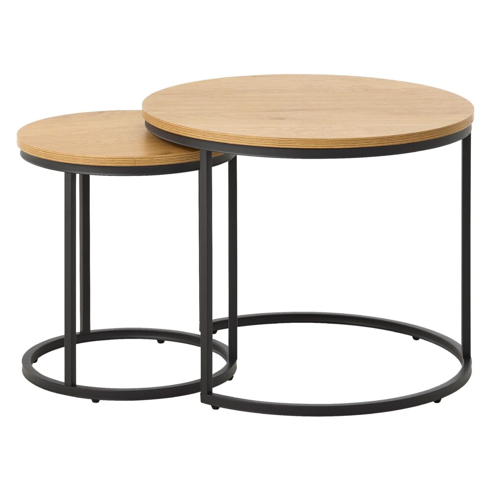 Alma ronde nestbare salontafel set eikenlook afbeelding 3