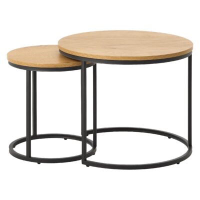 Alma ronde nestbare salontafel set eikenlook afbeelding 3
