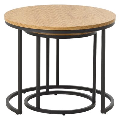 Alma ronde nestbare salontafel set eikenlook afbeelding 2