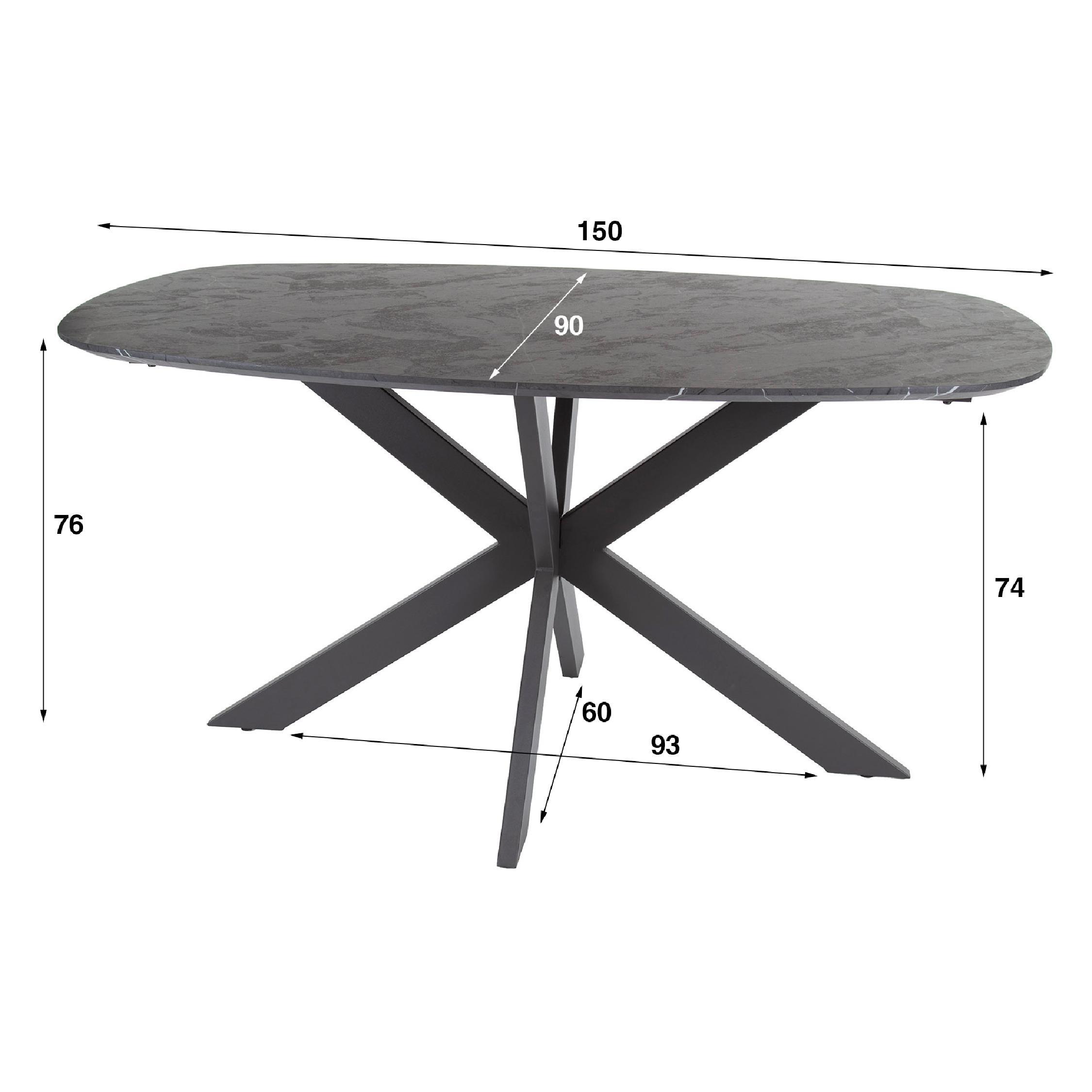 Deens ovale eettafel Jorin 150 cm grafiet afbeelding 2