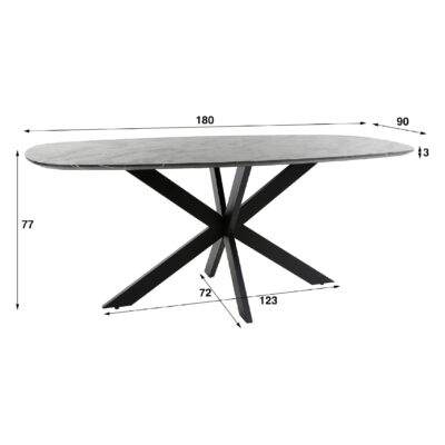 Deens ovale eettafel Jorin 180 cm grafiet afbeelding 2