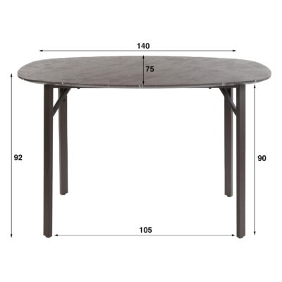 Deens ovale bartafel Jorin grafiet 140cm afbeelding 2