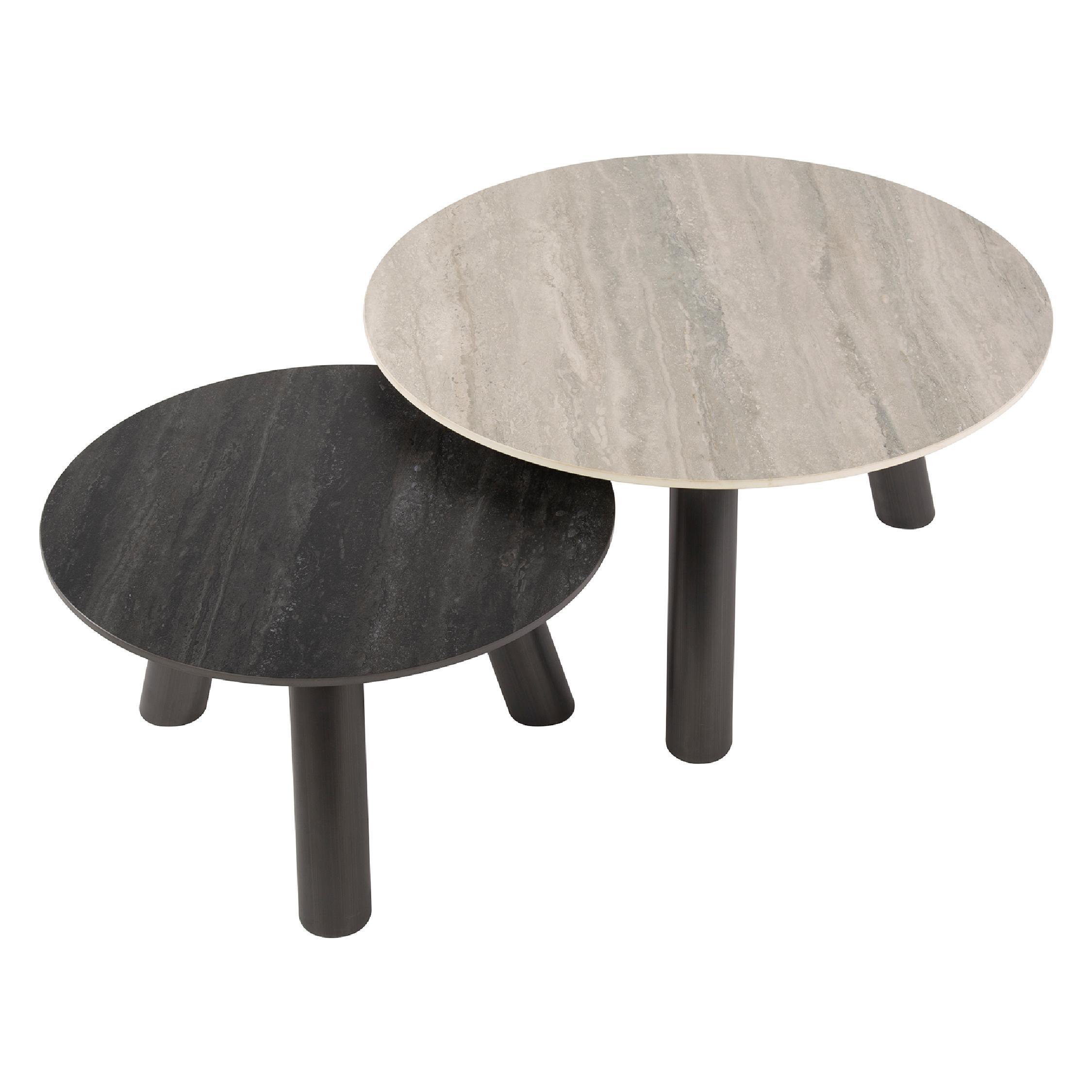 Mave salontafelset rond travertinlook afbeelding 2